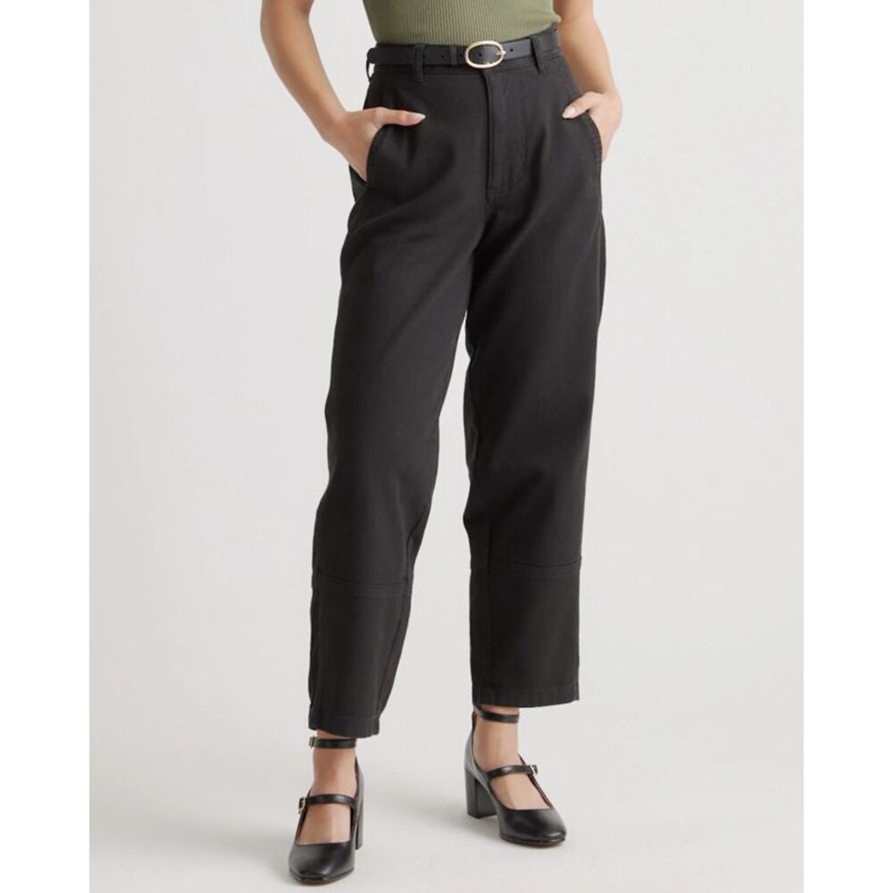 Quince Women's Pants Sz 4 Organic Cotton Twill Barrel Black